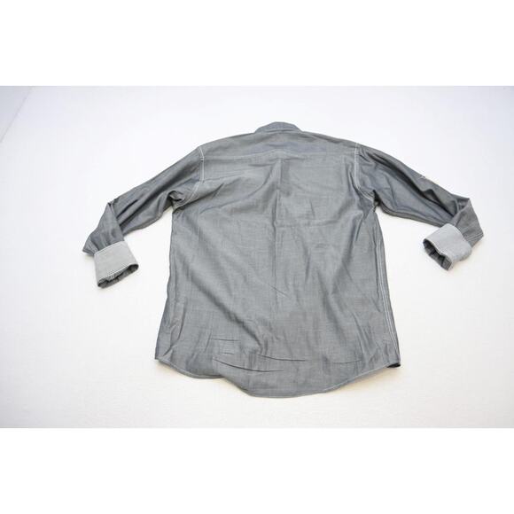 Visconti Black Dress Shirt Designer Gray Flip Cuff Long Sleeve Mens Size Small - Picture 6 of 6